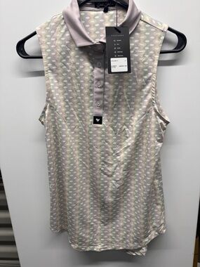 NWT Bad Birdie  Sleeveless Polo small new golf warped grooves
